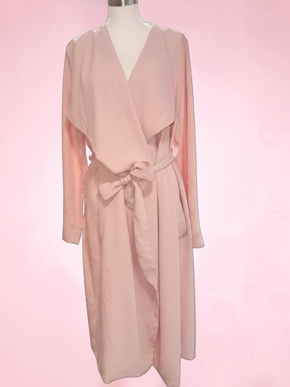 Express Blush Pink FlyawayTrench Coat with Tie Belt